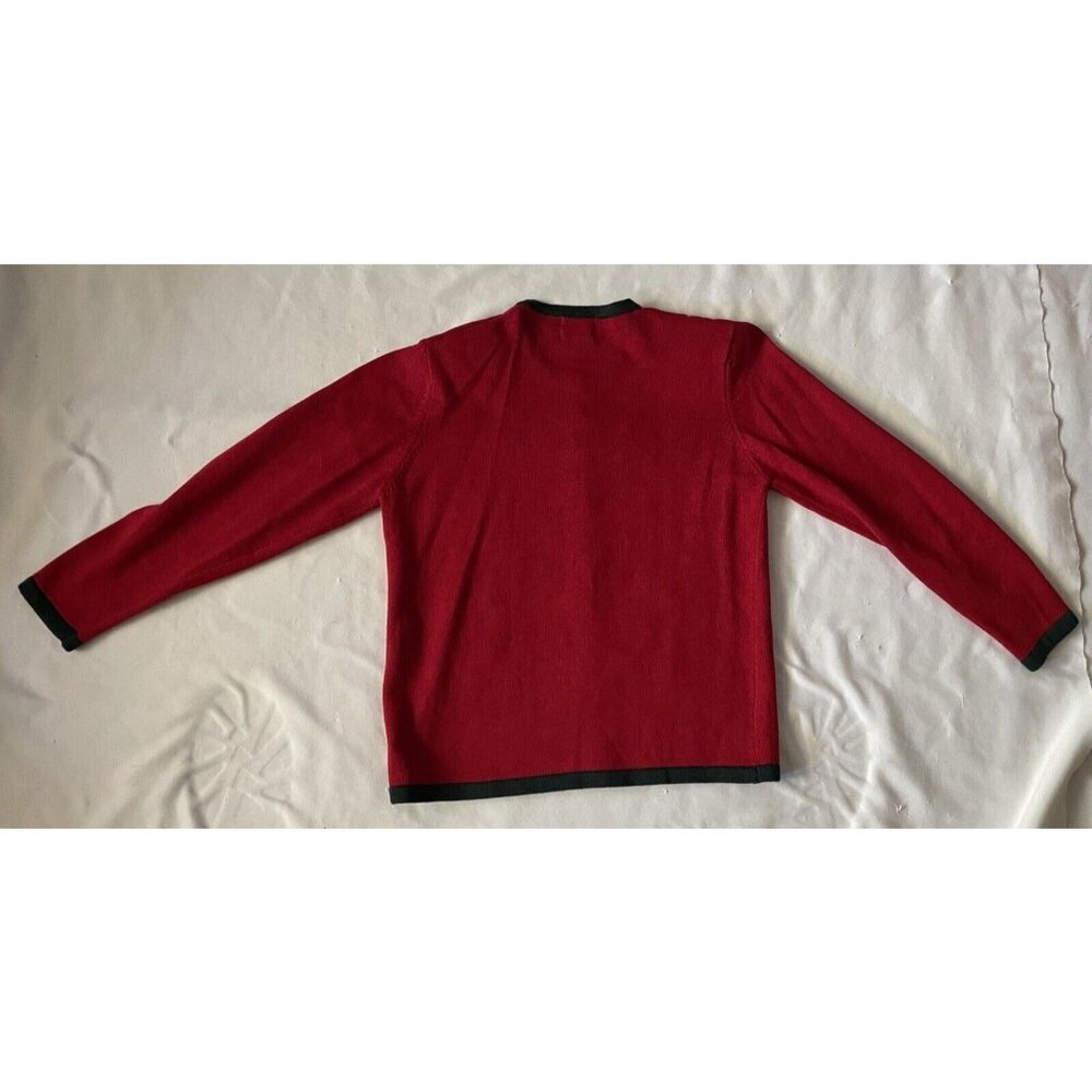 Vintage Leslie Fay Petite Red Cardigan W/ Gold Embroidery & Buttons Size S